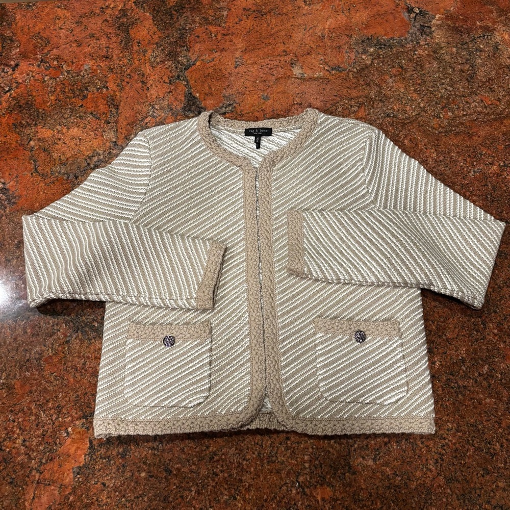 Rag & Bone Claire Women’s Sz M Tailored Long sleeve Cardigan In Eucalyptus Color